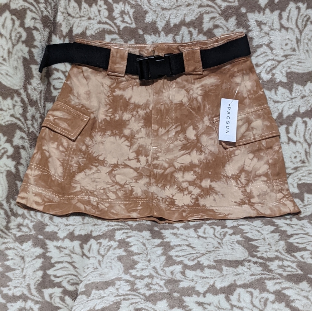 Tan acid wash corduroy Pacsun skirt